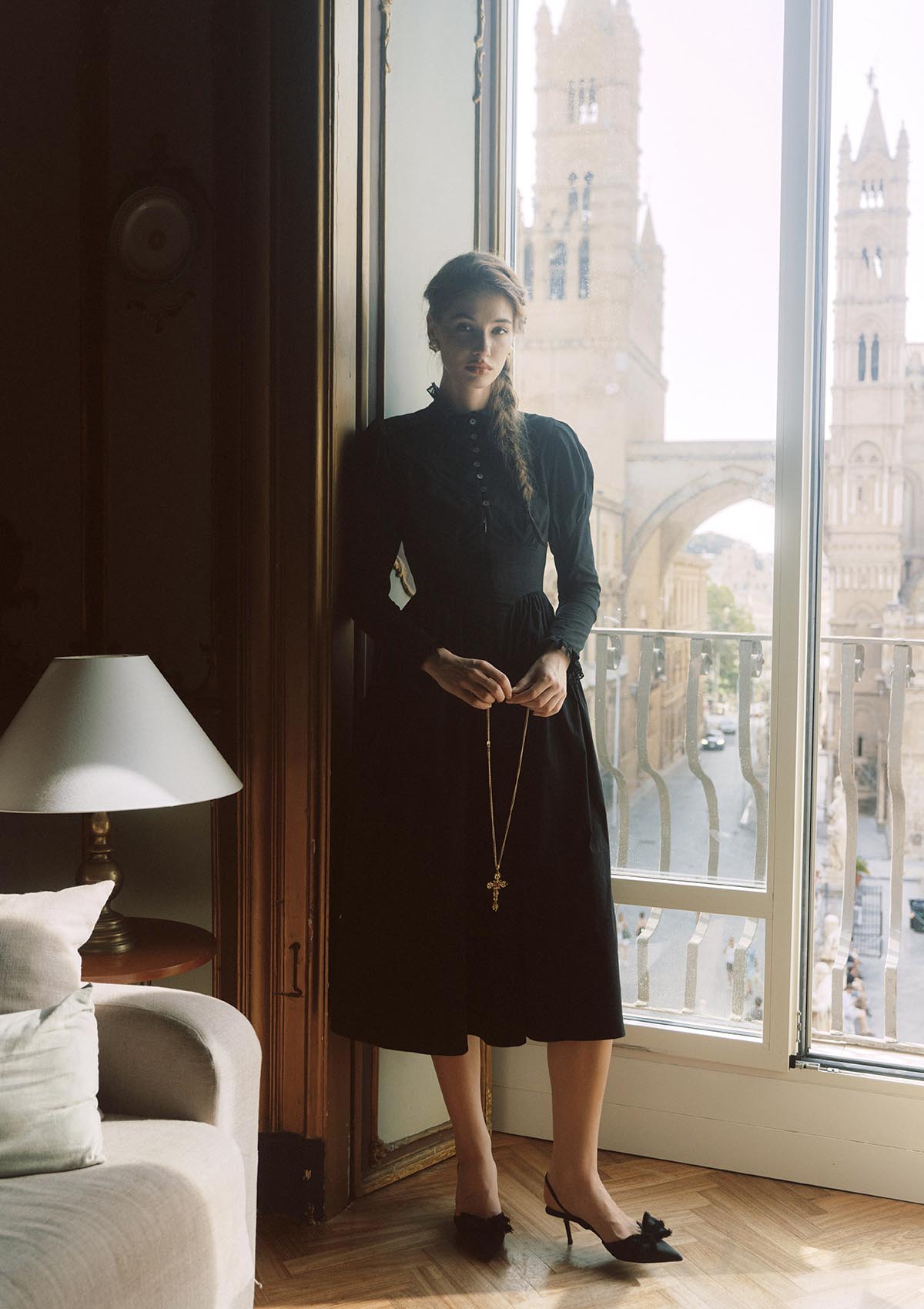 Rose Cape Dress - Raven