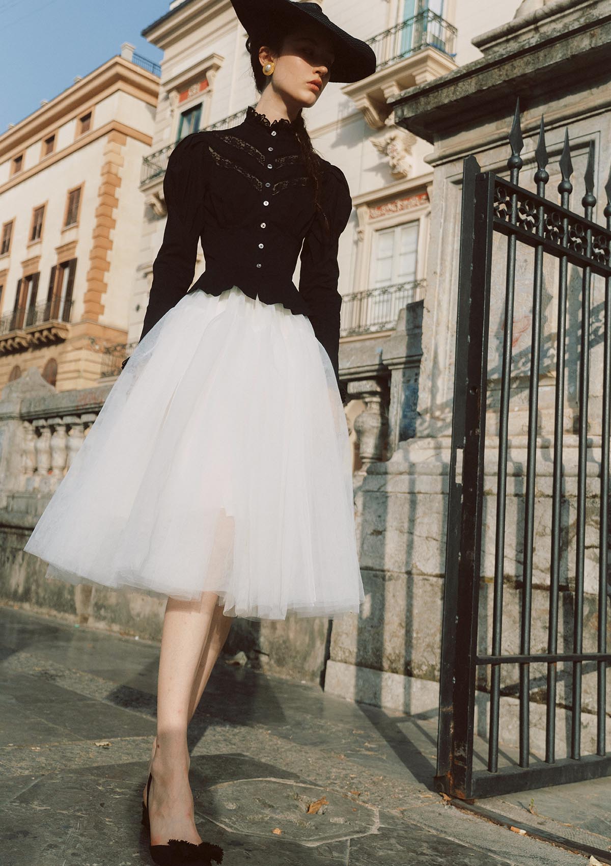 Rose Cape Blouse - Raven