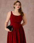 Curve&Plus Pan's Cocktail Knit Dress（Red）