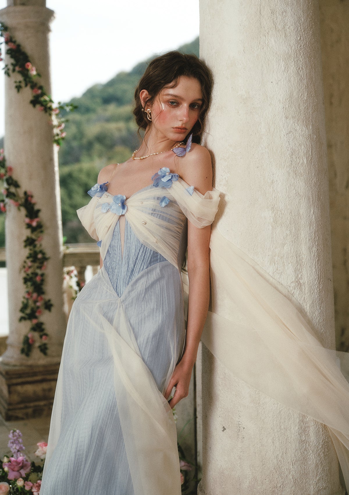 Blue Corset Dress | Tulle Midi Prom Dress