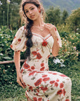 Close-up of exclusive jacquard dress on Rosevale Dress B