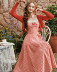 Lacemade red gingham dress for tea party photoshoot - coquette aesthetic