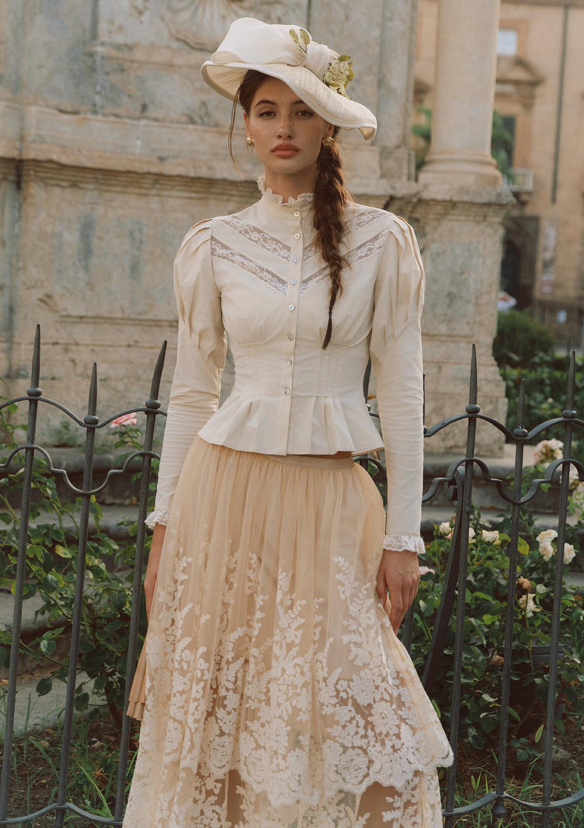 Rose Cape Blouse - Beige