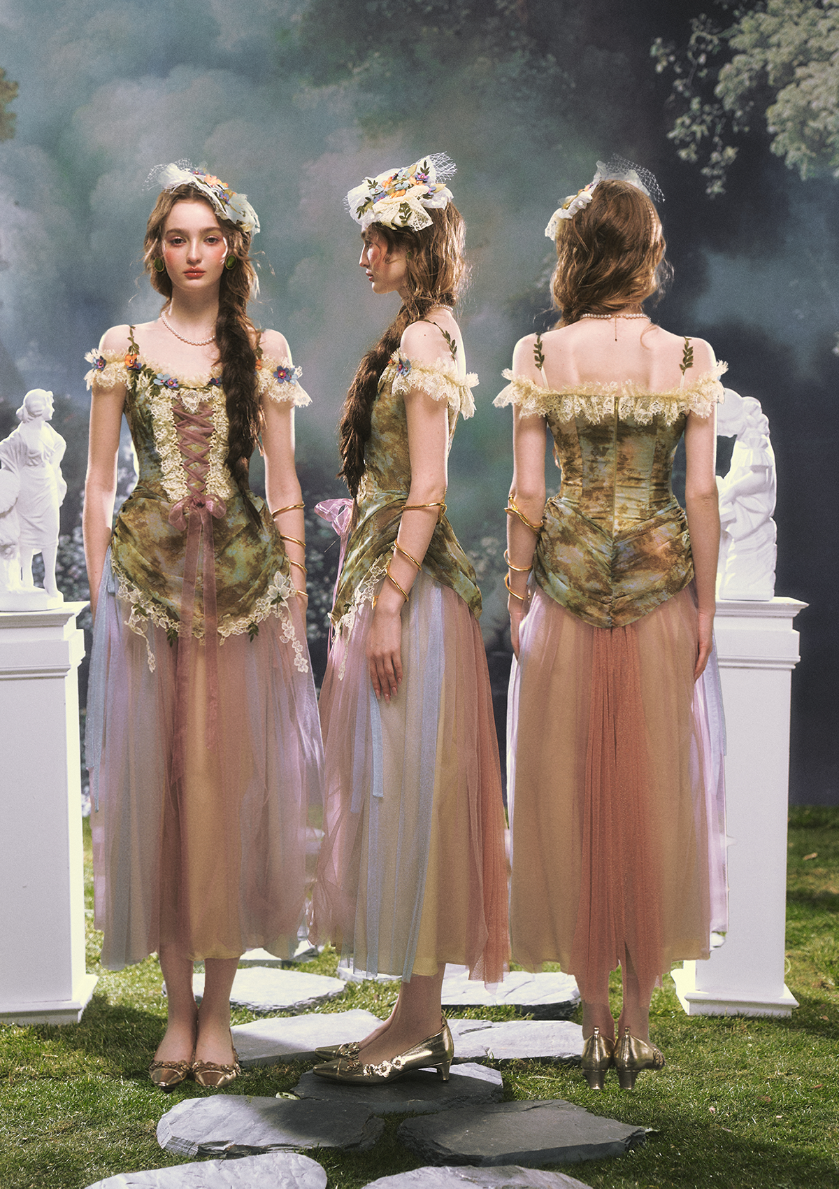Eucalyptus Whispered by Wind Corset Dress