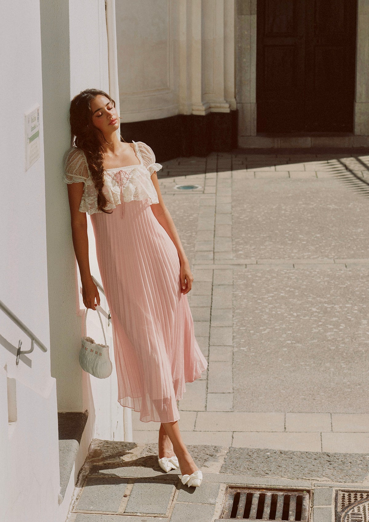 MOI モイ ワンピース Sailor Accordion Dress Blush Honey Accordion Pleated Dress | LaceMade