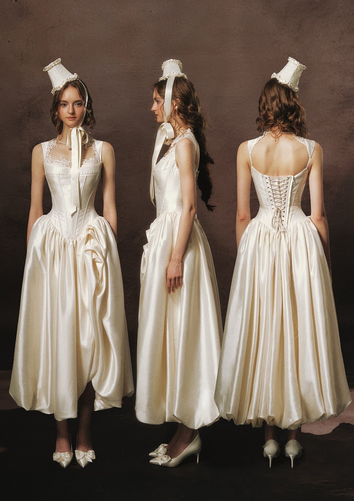 Lacemade Minimalist Bridal Dress - Sophisticated White Satin Midi