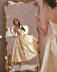 Ankle-length full skirt silhouette on Lacemade Belle's Gilded Corset Dress