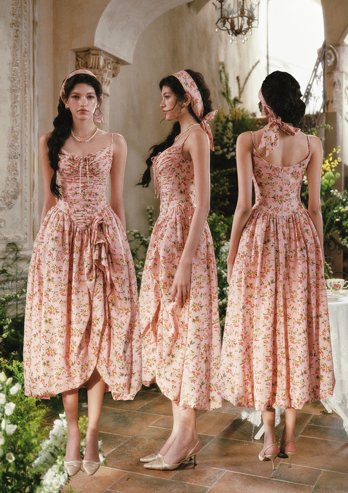 Floral Garden Sweet Tea Corset Dress In Stock / M / Dress