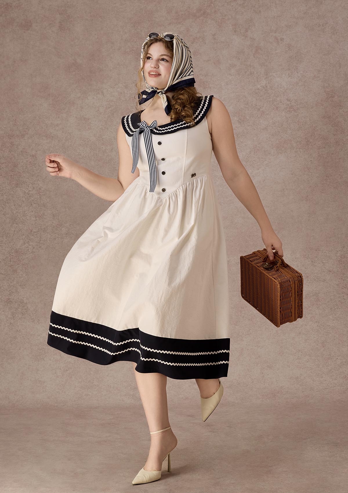 Curve&Plus Sailor Love Letter Dress（Navy）
