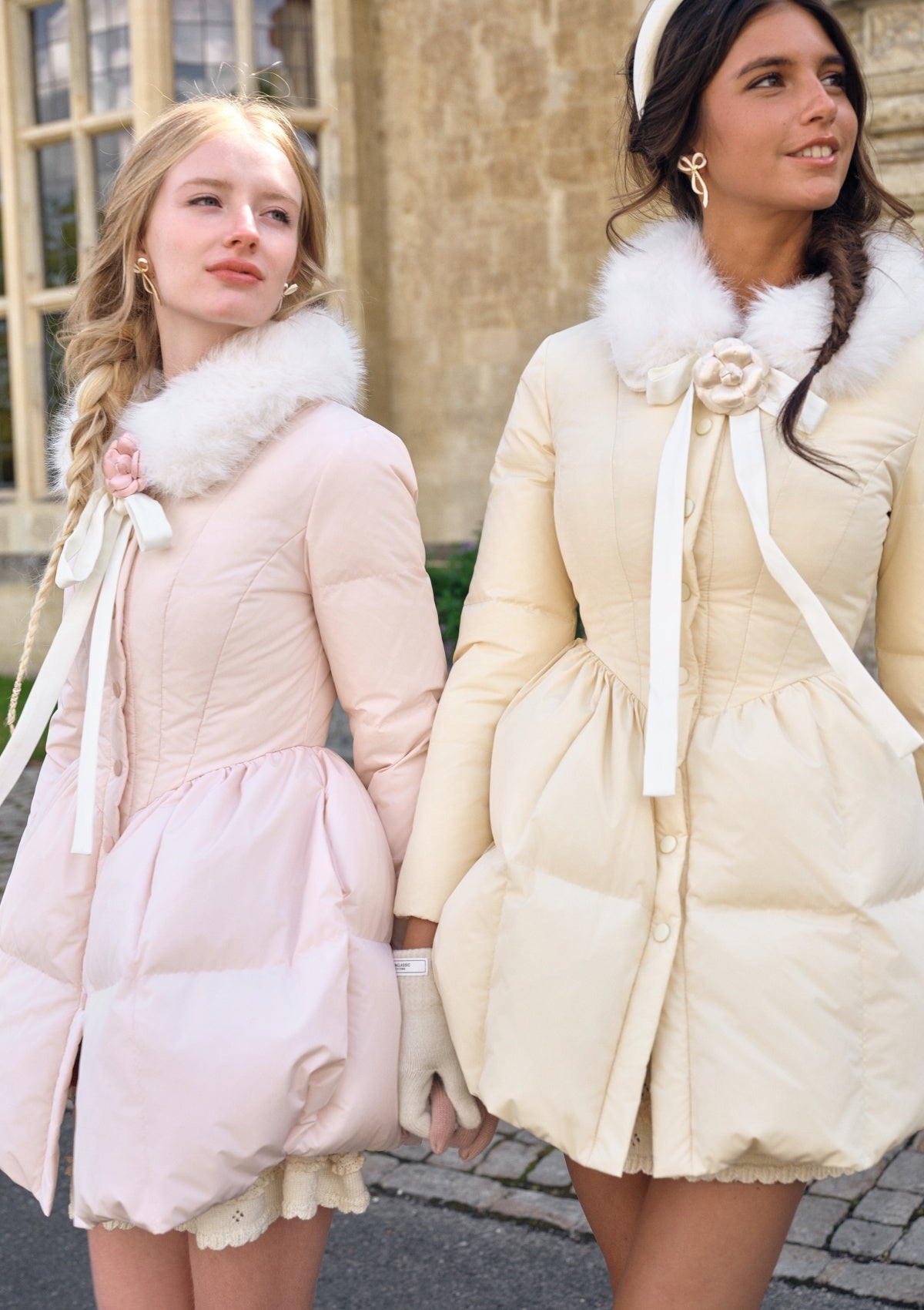 Powder Snow Rose Puffy Down Jacket  (Goose Yellow)