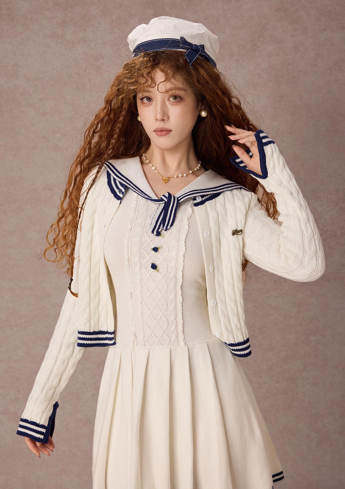 White Sail Maiden Cable Knit Cardigan