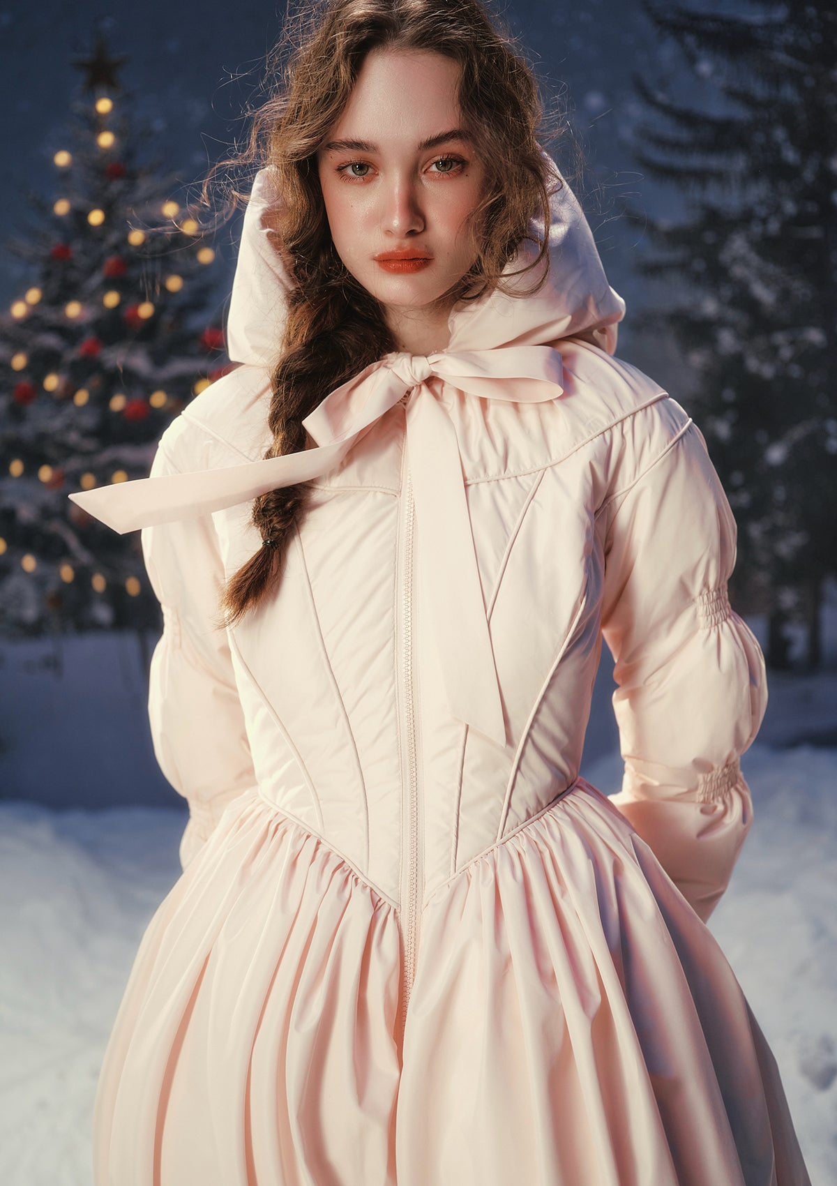 woman winter dress with hood Little Pink Riding Down Coat Pre-order / L size-26w QUNYINEY Blue Plus Size Size:L (good quality) soft yet warm