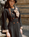 Sunlit Daisy Wool Coat (black)