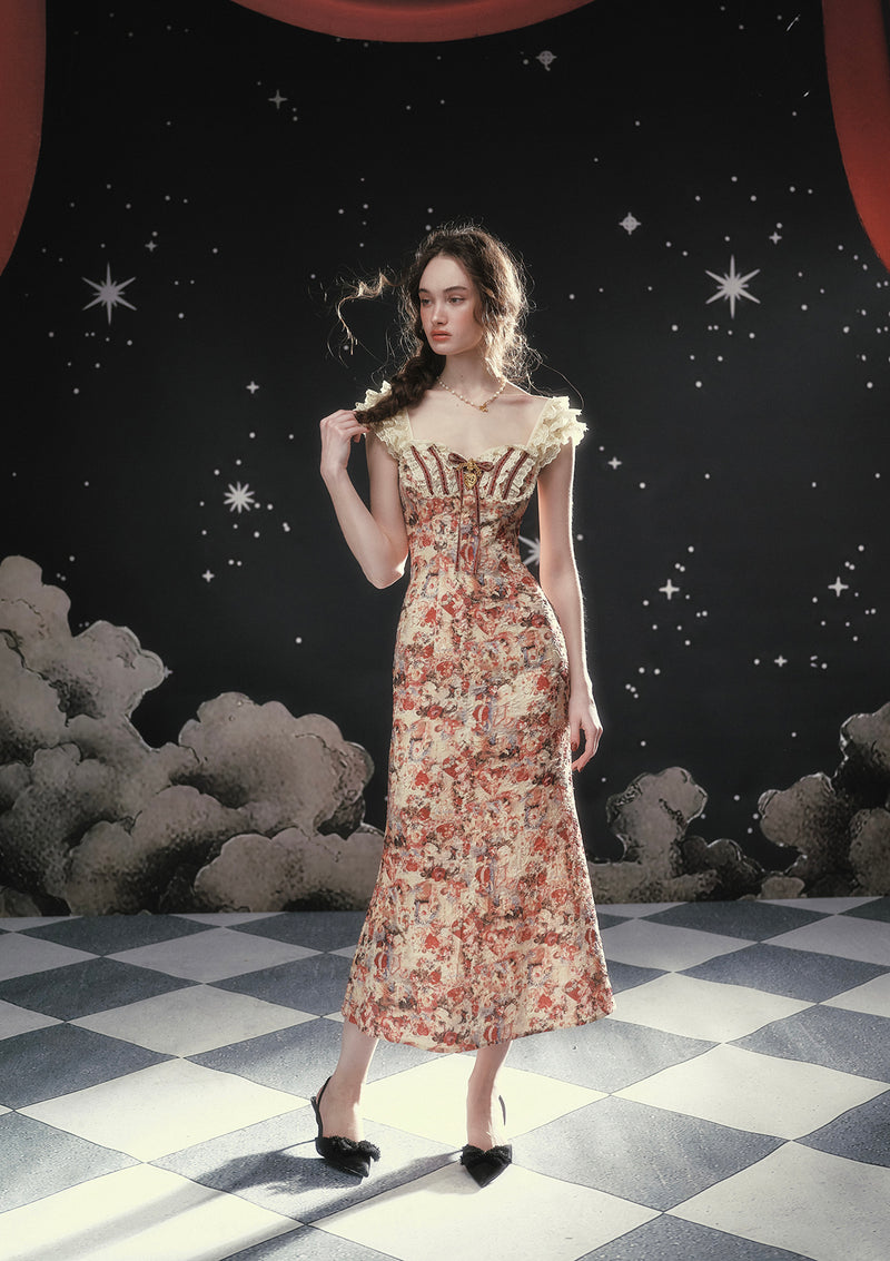 fallen dress Women's Fall Casual Midi Dresses Crewneck Flowy Tiered Boho Long Dress with  Pockets main image 0