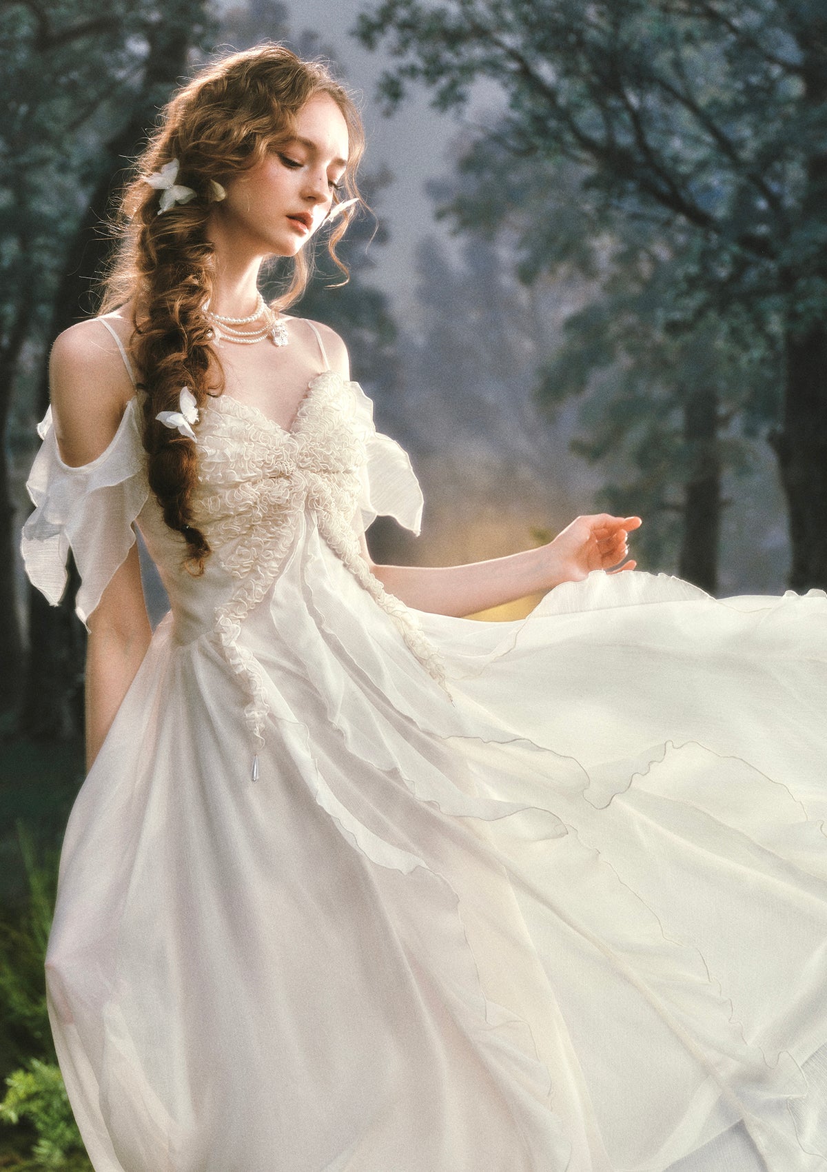 lace butterfly dress West Cold In-stock / S For evening dresses Color:Spring/Pink Silk-Wool A Man Is Dressed