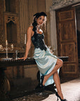 Lacemade vintage peacock green satin skirt - Full length evening look