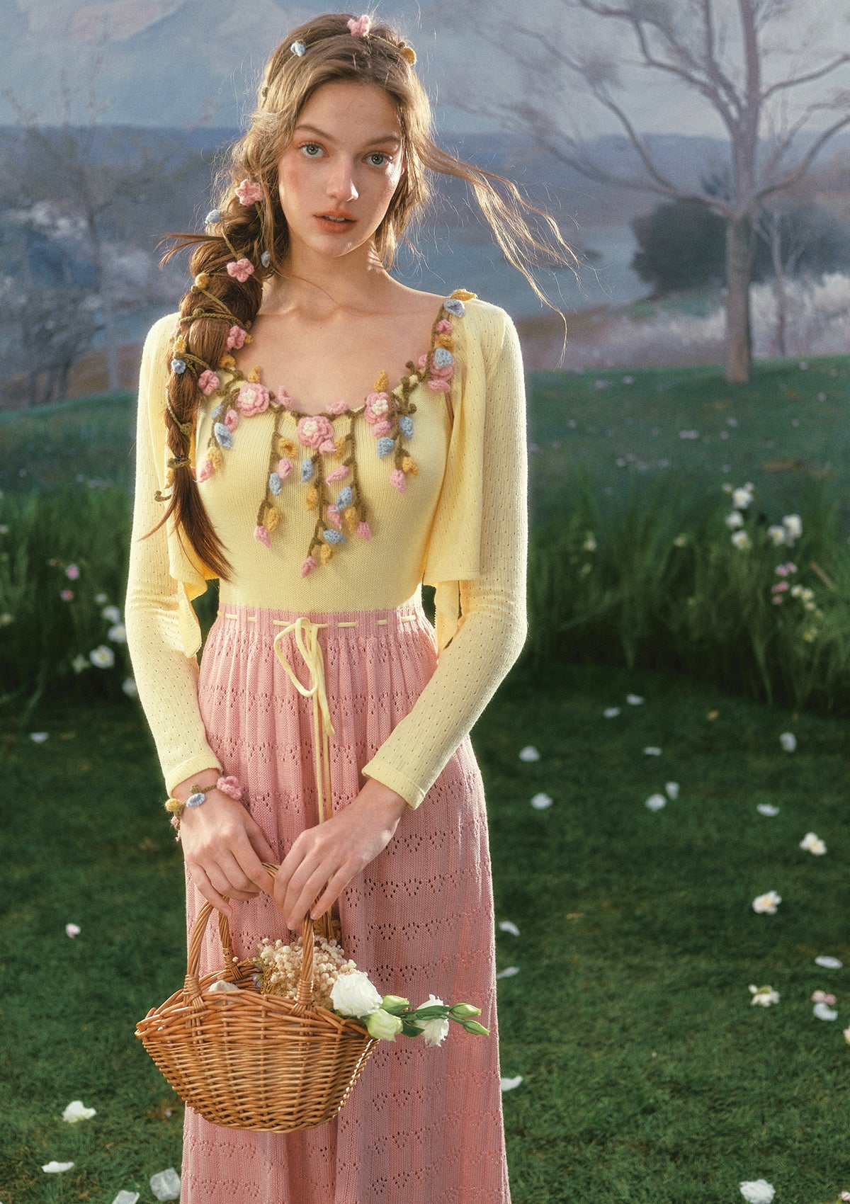Flower Vine Novel Knit Dress