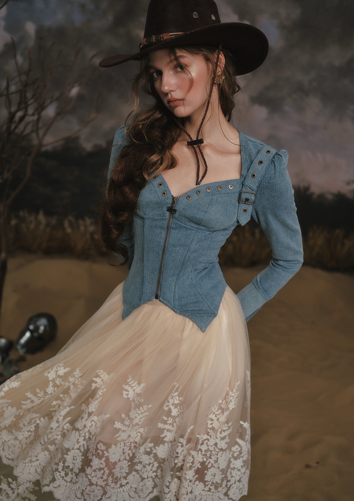 Denim Knight Corset In-stock / XL