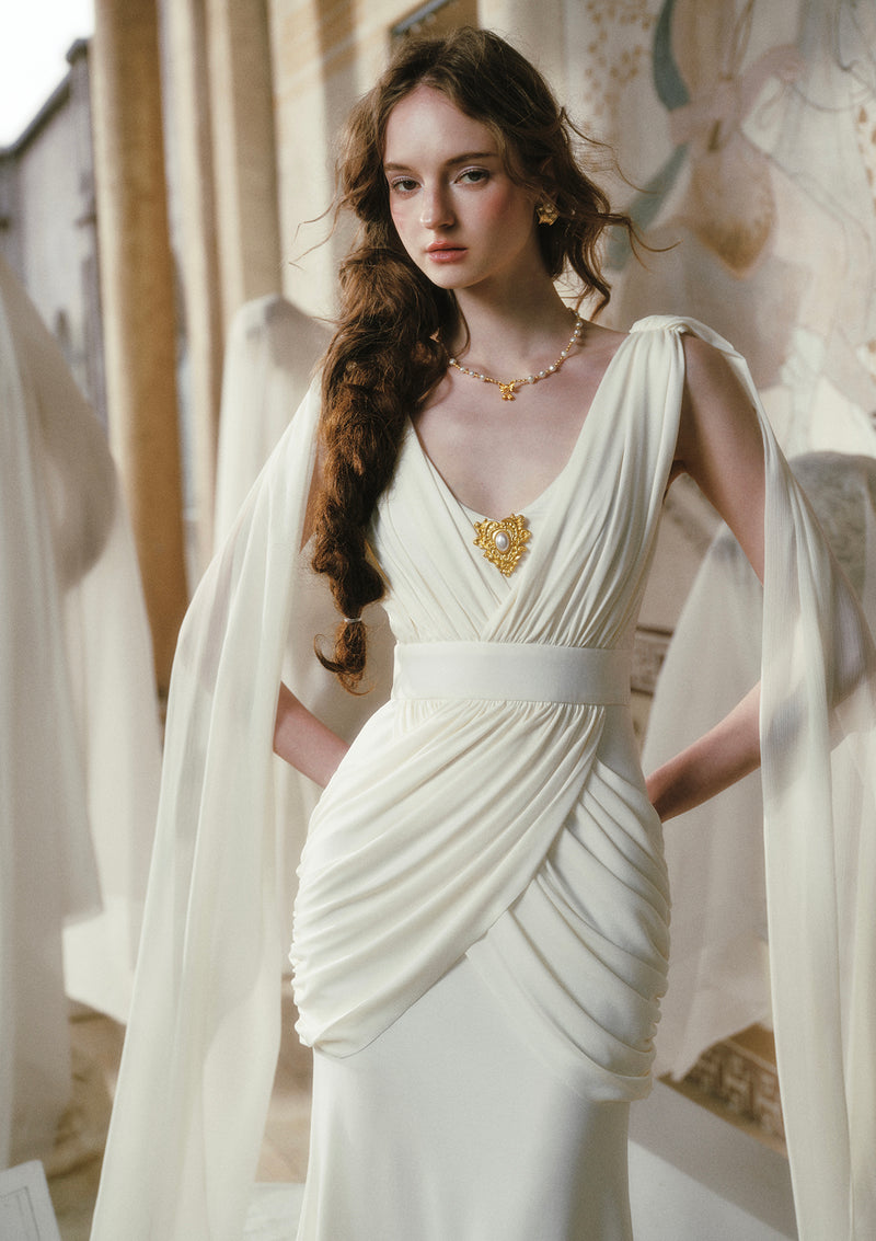 Athenian White Goddess Dress L / In-stock