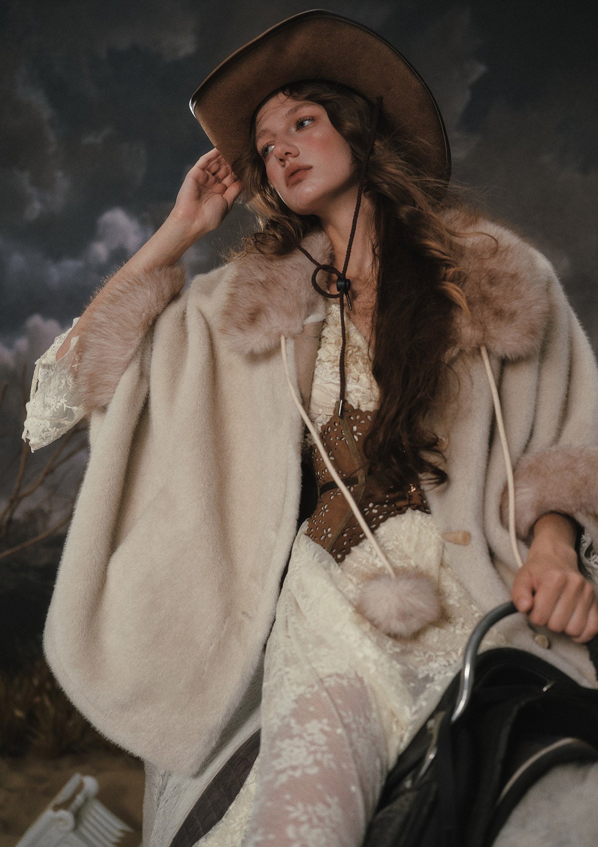 Lacemade "White Horse Princess" white lace dress - Western photoshoot