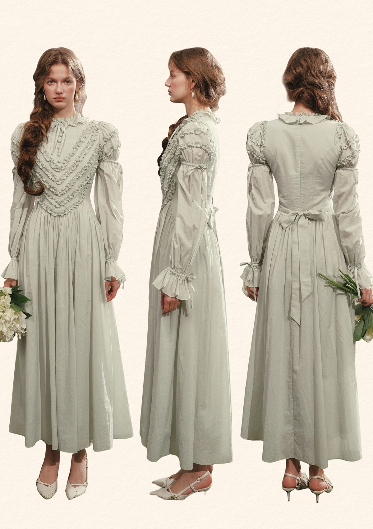 Puff Sleeve Maxi Dress | Forest Whispers Dress - LaceMade