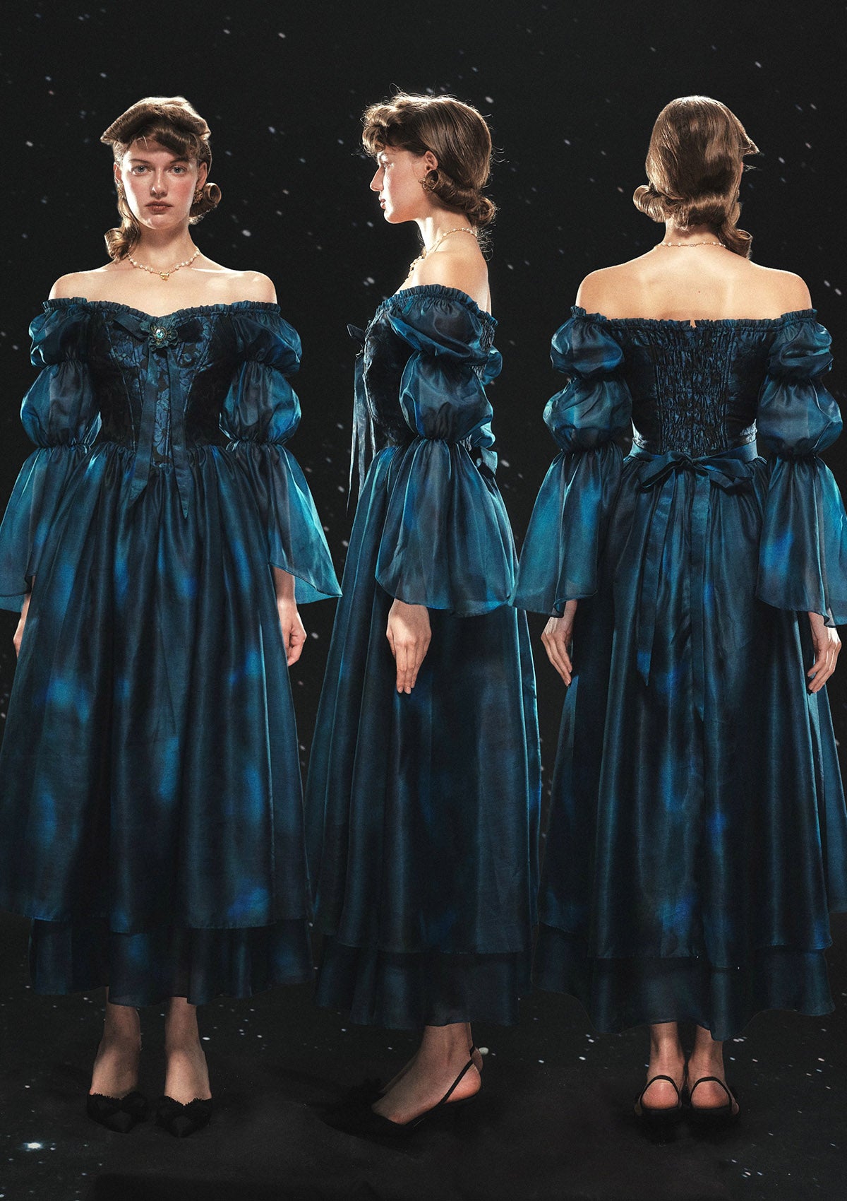 Blue Organza Corset Dress | Morpho Helena - LaceMade