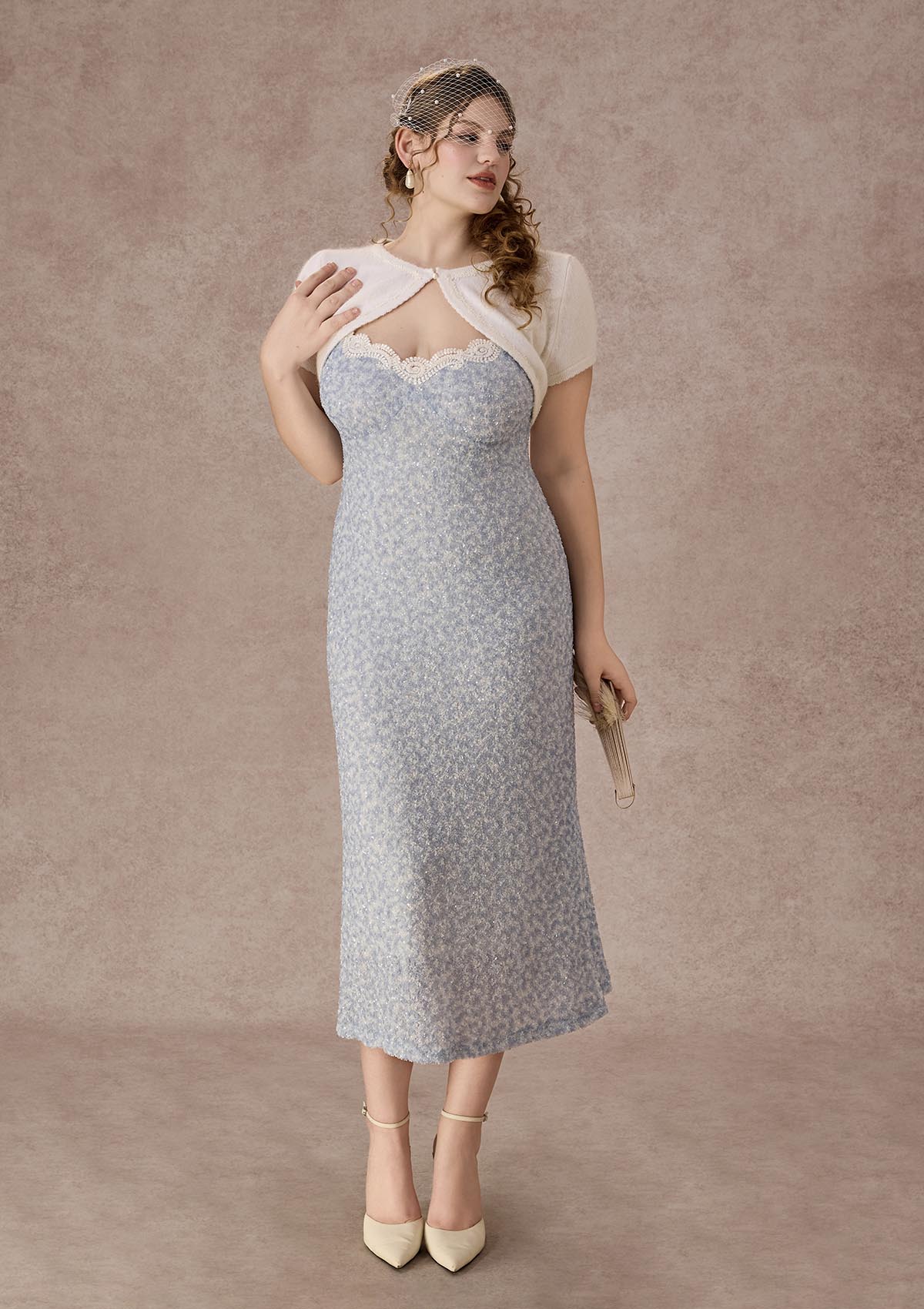 Curve&Plus Azure Coral Dress (Long)