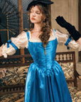 Elegant jewel blue formal corset gown for evening events - Sapphire Corset Gown