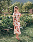 Rosevale Dress B - Elegant jacquard maxi dress with sleeves