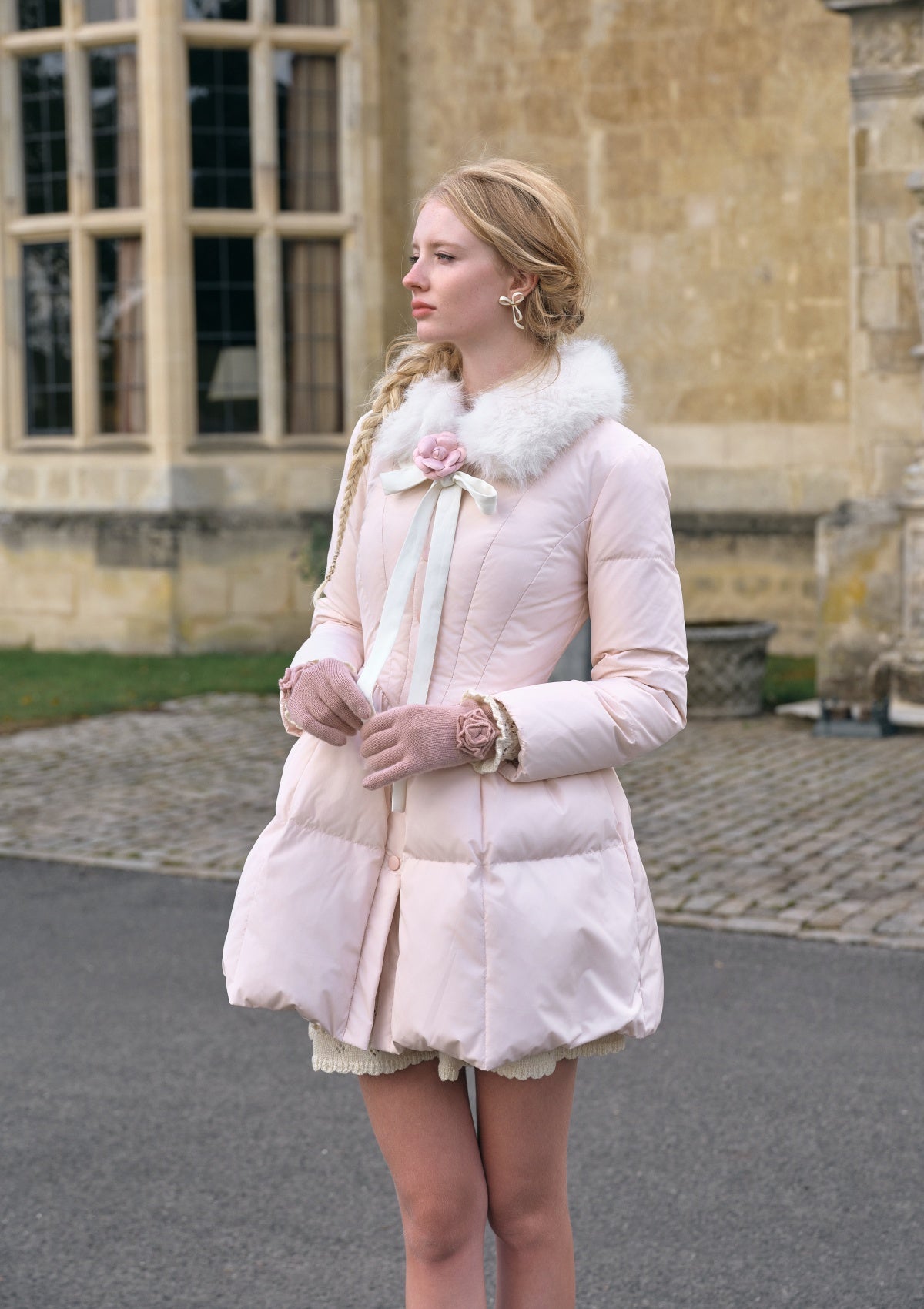 Powder Snow Rose Puffy Down Jacket  (pink)