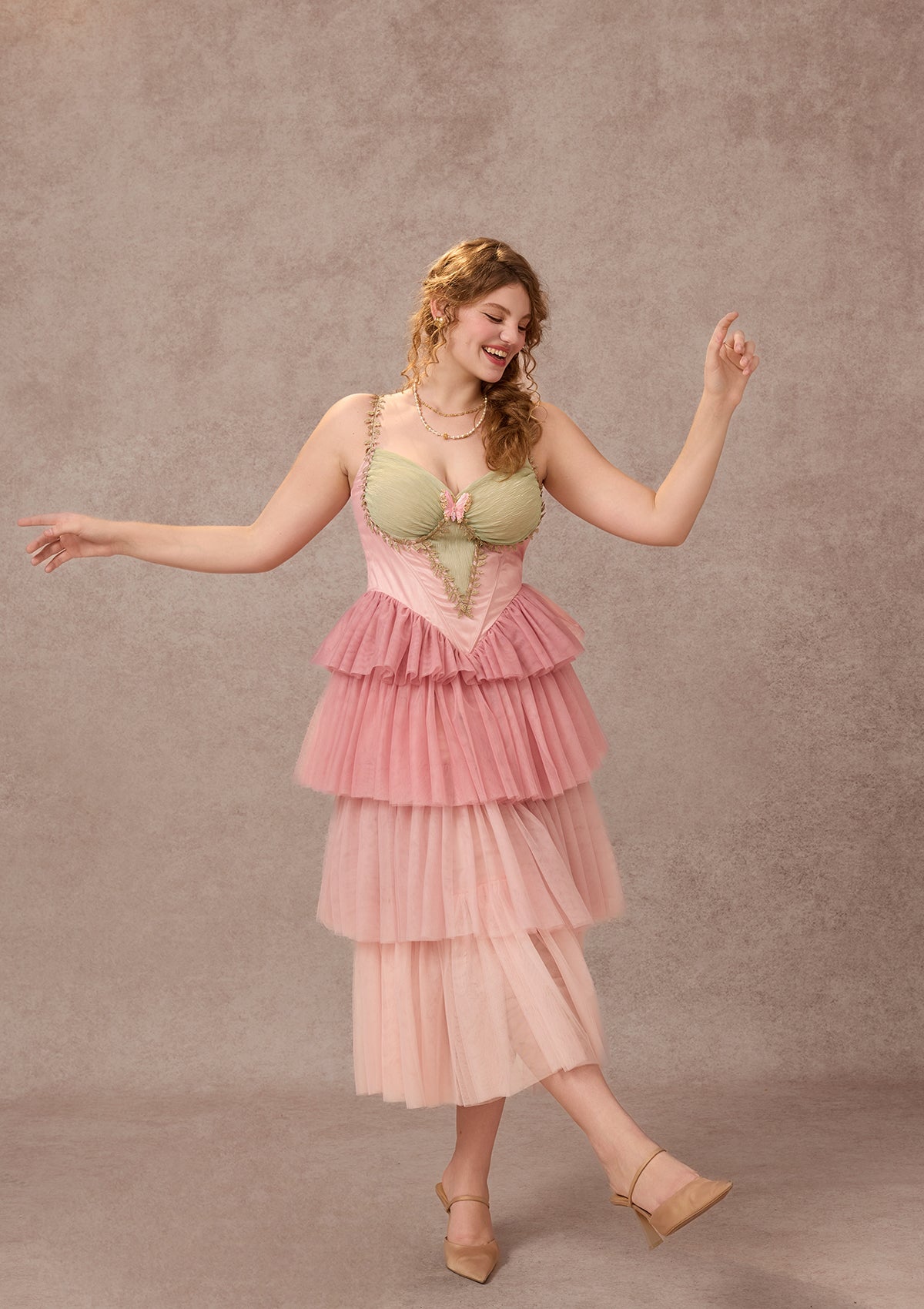 【クリーニング済】Lace Trimmed Bowtie Dress Entwined in Bloom Corset Dress | LaceMade