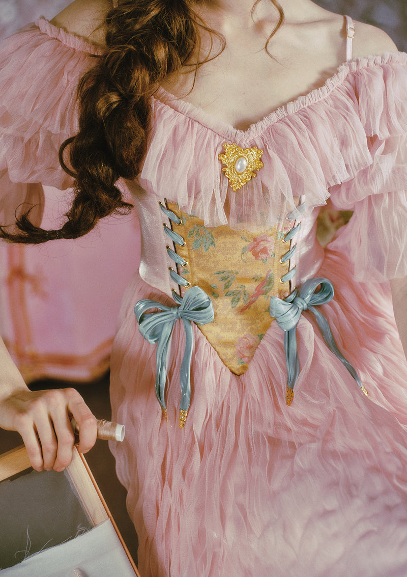 pink princess corset dress Pink Princess A Line Spaghetti Straps Corset Prom Dress with Lace Ruffles Pink / 16