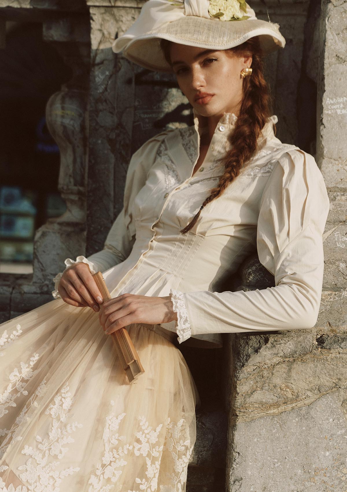 Rose Cape Blouse - Beige