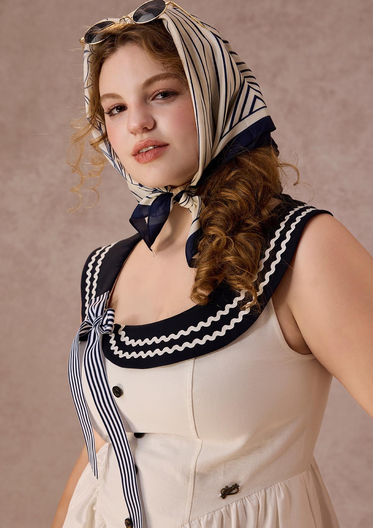 Curve&amp;Plus Sailor Love Letter Dress（Navy）
