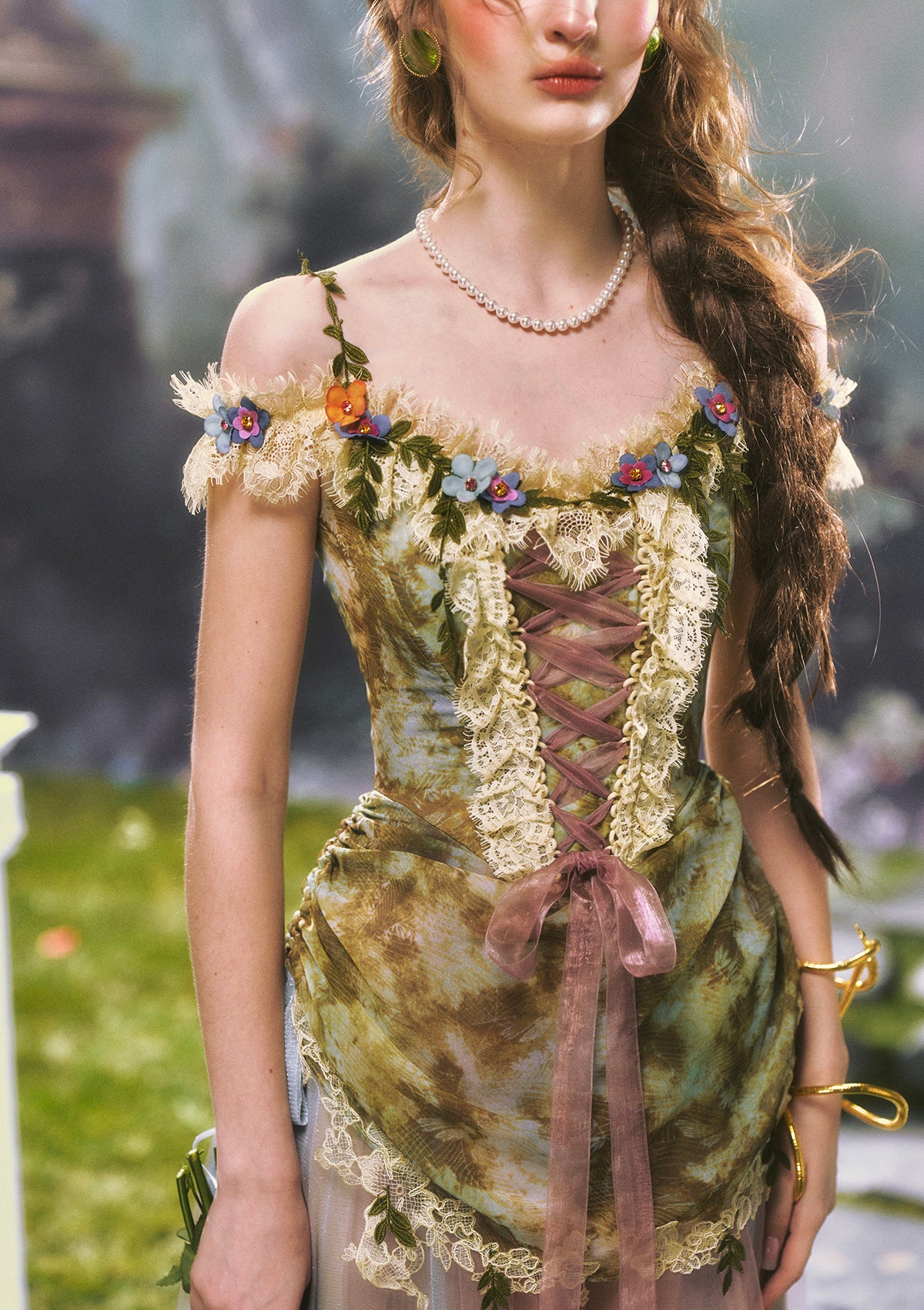 Eucalyptus Whispered by Wind Corset Dress