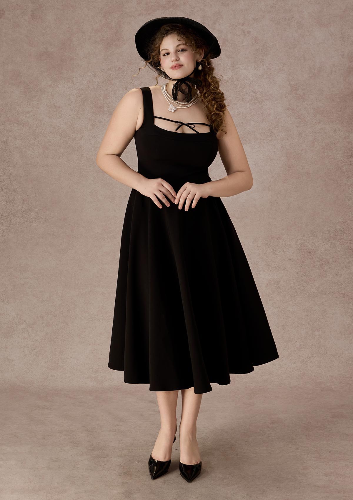 Curve&Plus Beyond Campus Black Dress(Long)
