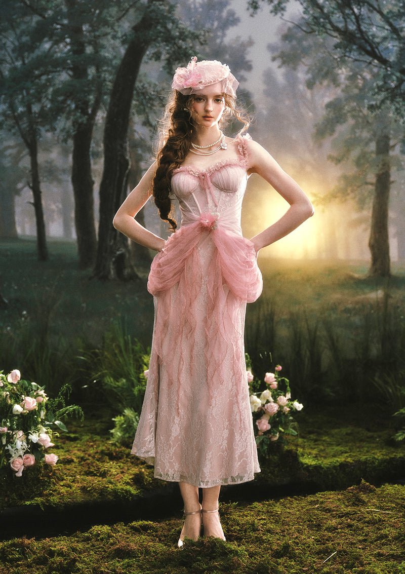 blossom pink dress Pink Floral Blossom Prom Dresses with Slit Cape Sleeve Square Neck 24367 Custom Colors / 16W