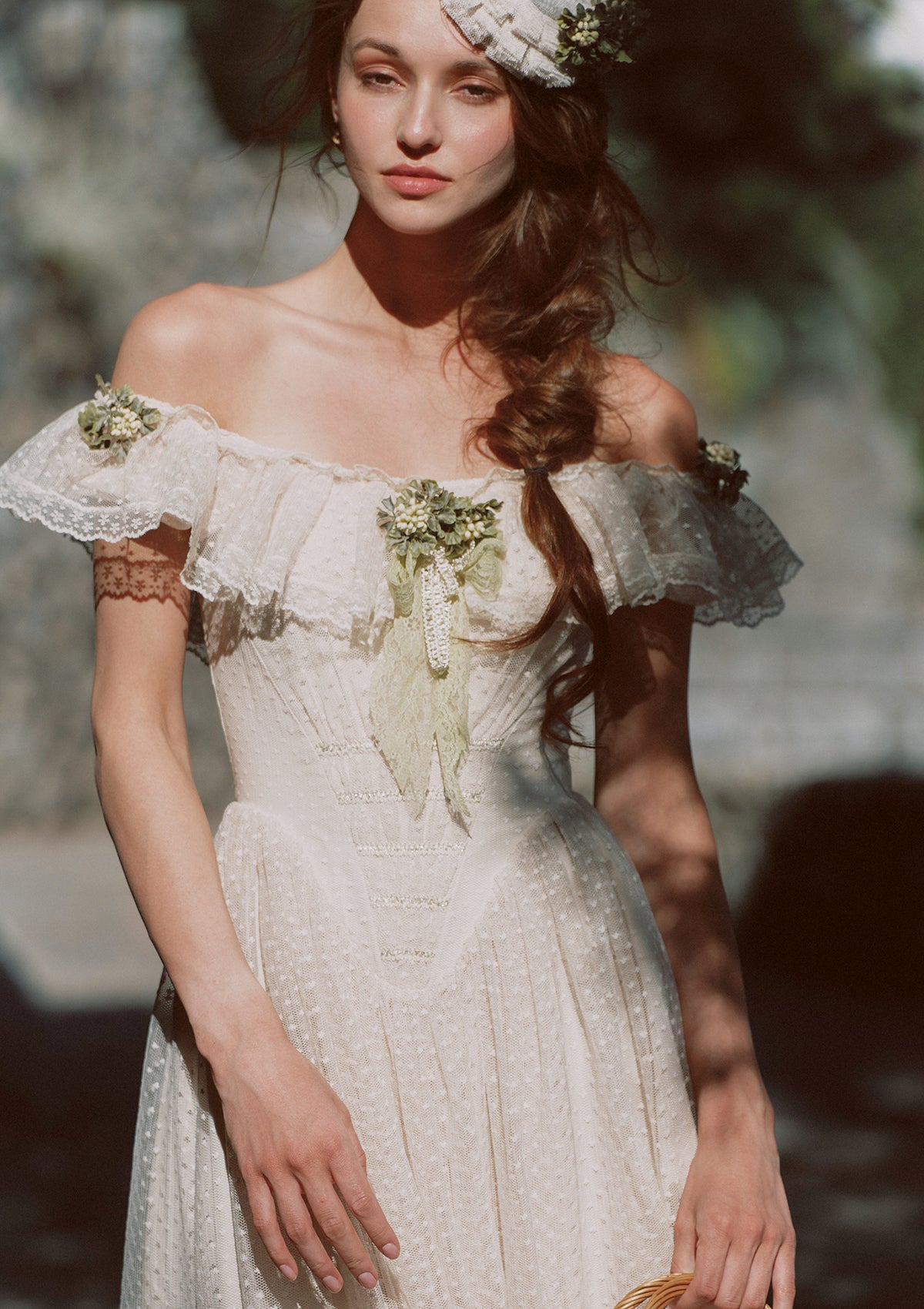 Verbena Girl vintage-inspired beige maxi dress