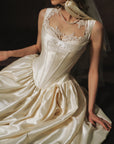 Lacemade "White Coronation" Dress - Close-up of Lace Trim Neckline