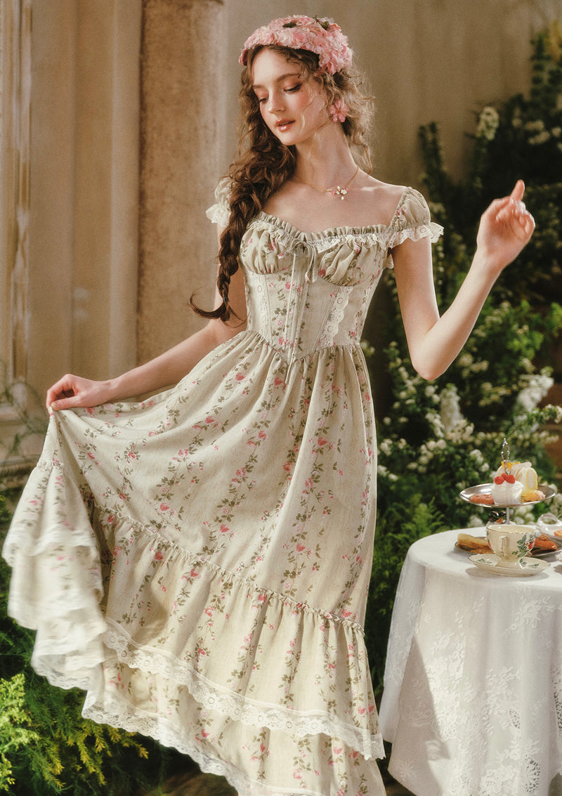 Meadow Vine Corset Dress (Long) In Stock / L
