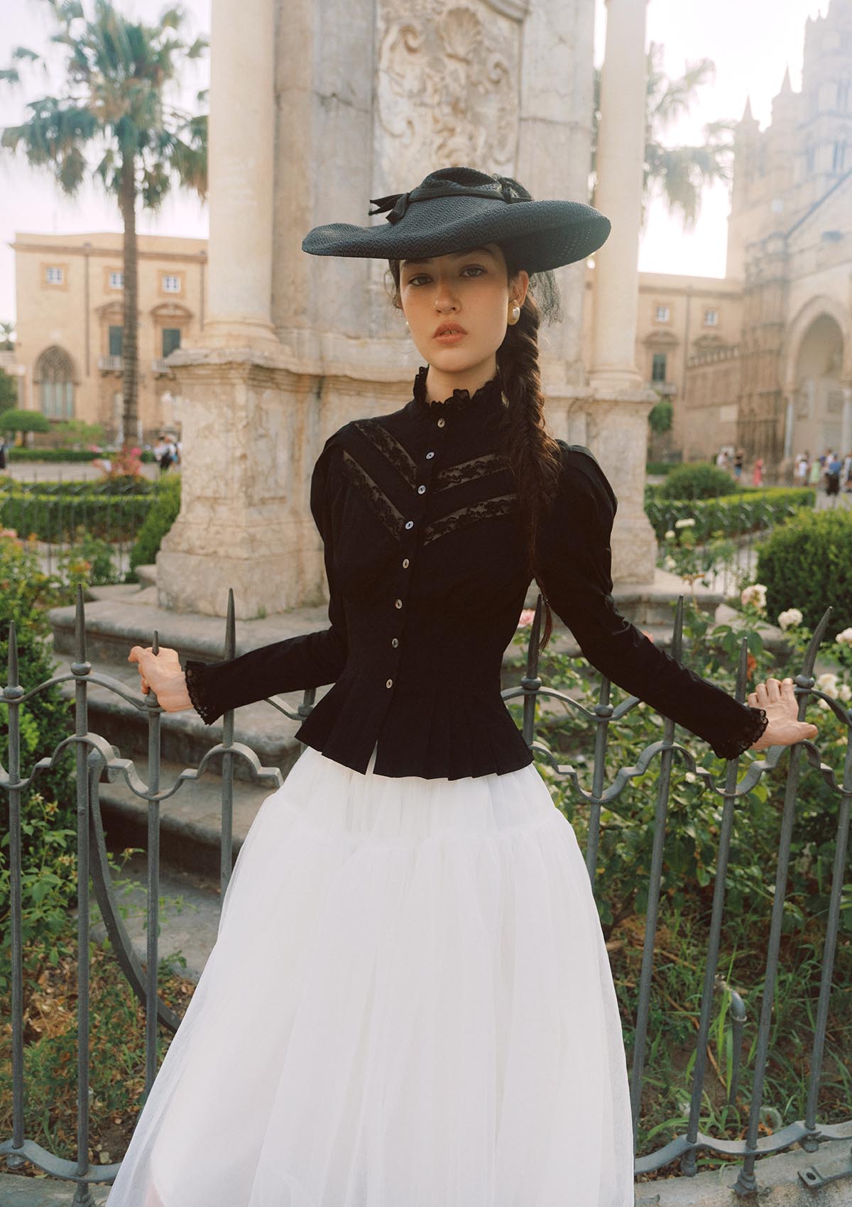 Rose Cape Blouse - Raven