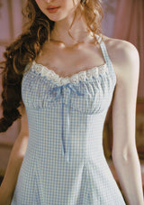 Blue Gingham Sweetheart Dress