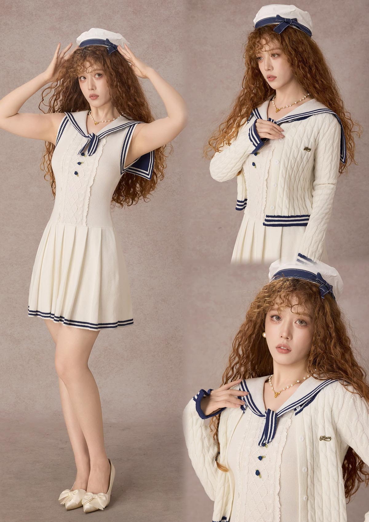White Sail Maiden Knit Pleated Skirt