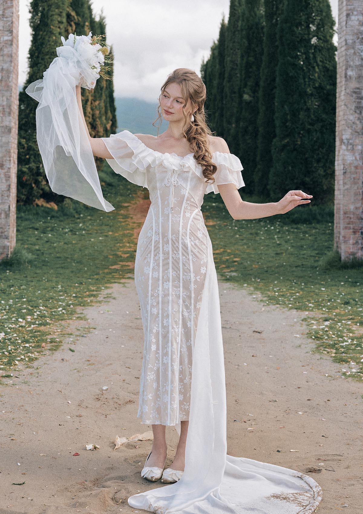 Morning Dew Corset Dress - Off the shoulder corset maxi dress style
