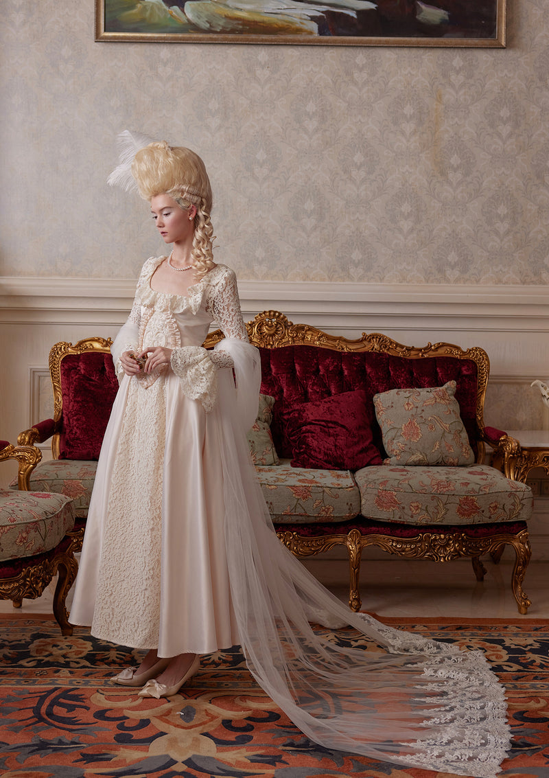 diana corset dress Romantic Bridal Gown with V-Shaped Corset in French Lace DIANA DOVAN
