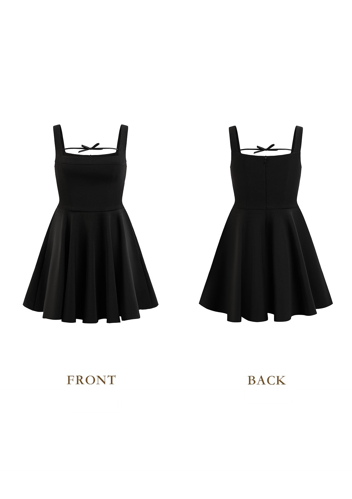 Beyond Campus Black Mini Dress - Flared A-line silhouette view