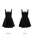 Beyond Campus Black Mini Dress - Flared A-line silhouette view