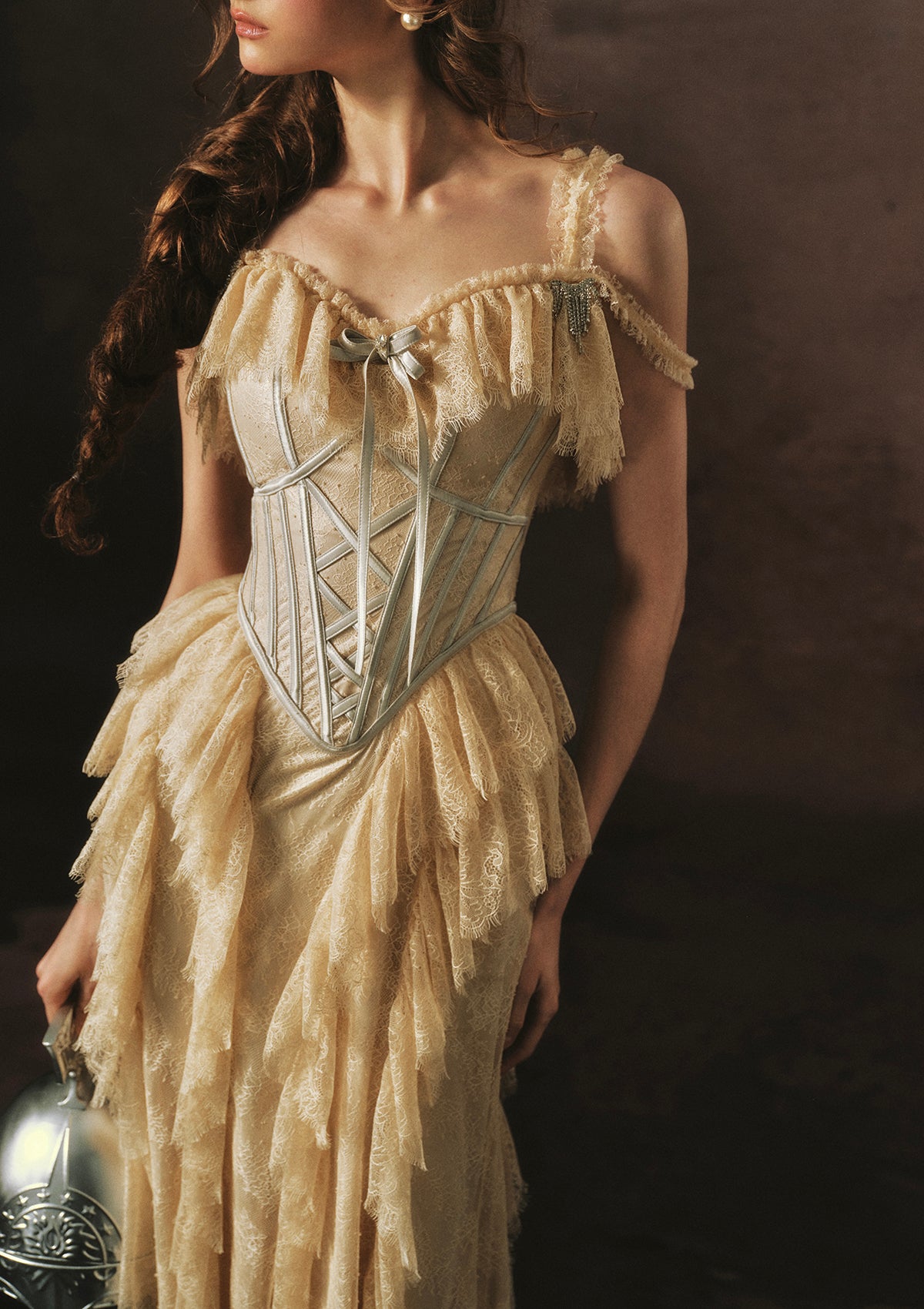 Golden Veil Valkyrie Corset Dress In-stock / M