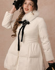 Curve&Plus Snow White Rose Puffer Down Jacket
