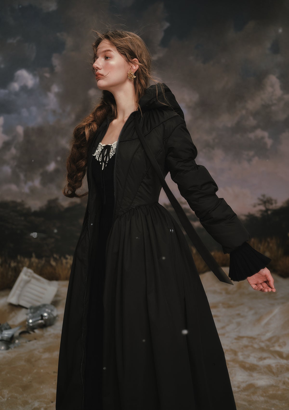 Black Down Coat | Long Black Puffer Coat - LaceMade